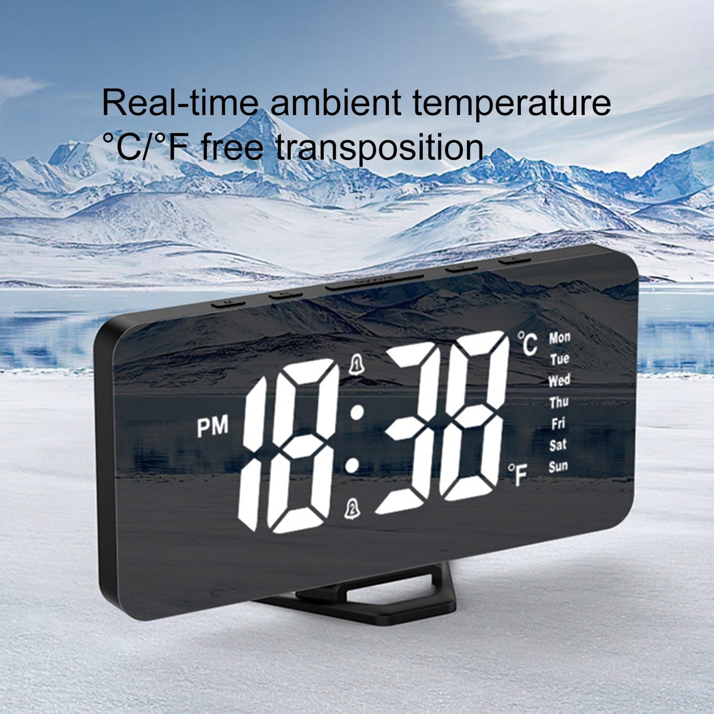 Real-time Temperature Mirror Digital Alarm Clock
