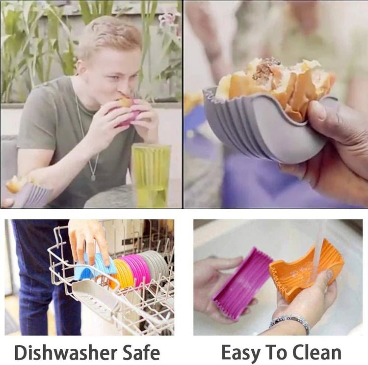 4 Pack - Reusable Silicone Hamburger Box - ONLINEMART DEALS