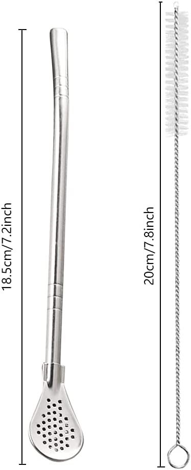 6pc Stainless Steel Drinking Straws with Filter Spoon