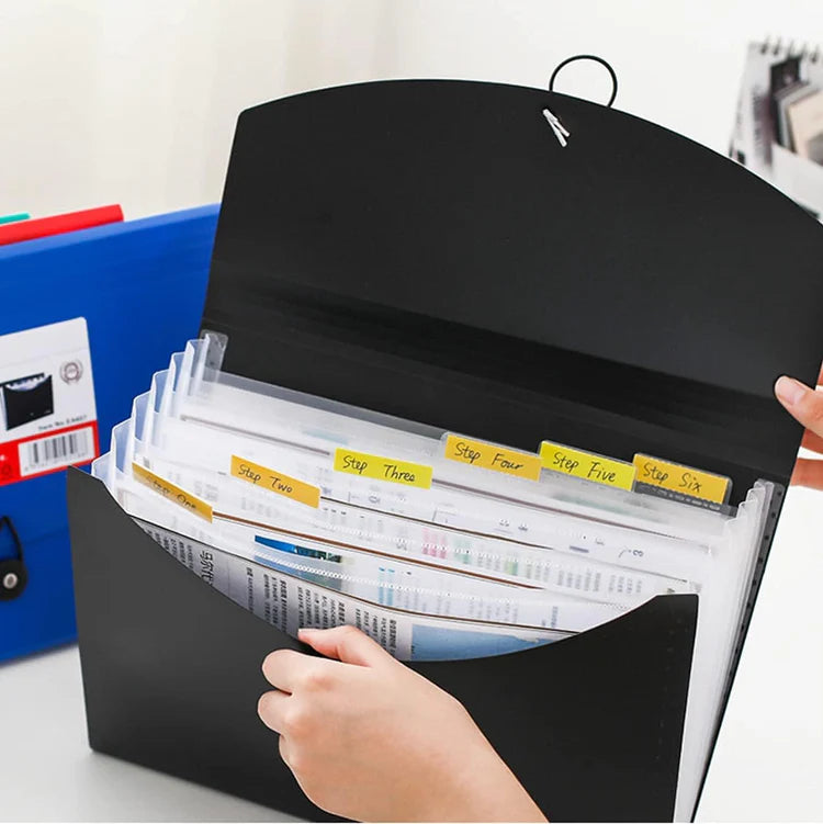 7 Pockets Expanding File Folders with Cord Button Closure