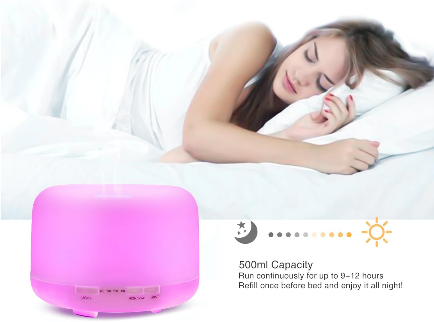 Ultrasonic Aromatherapy Essential Oil Diffuser - 500ml