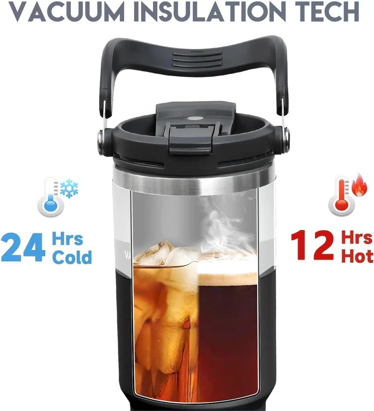 890ml Double Wall 2 in 1 - Straw or Sip with Carry Handle Flask