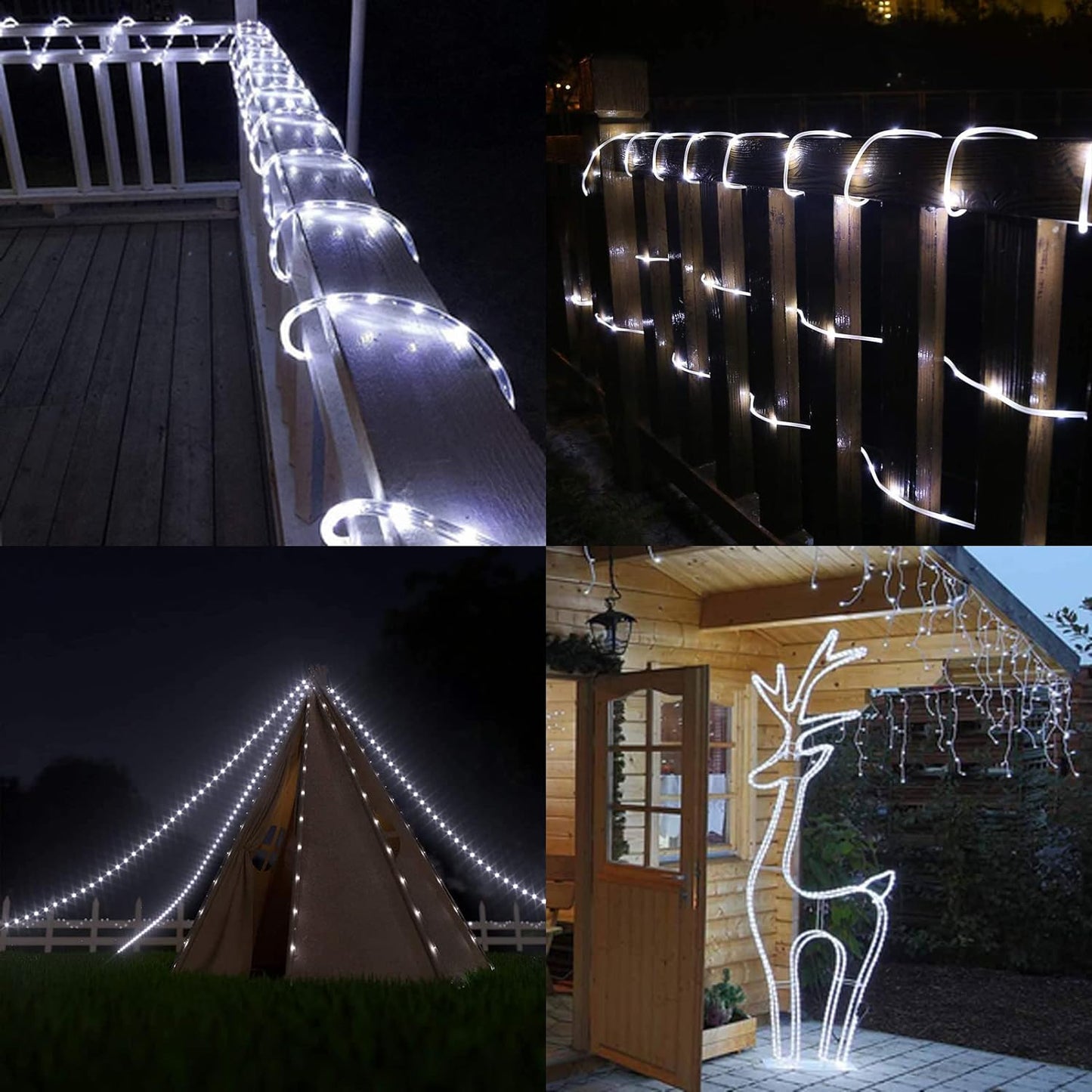 100 LED 8 mode Waterproof Outdoor Solar Tube Light - 10m