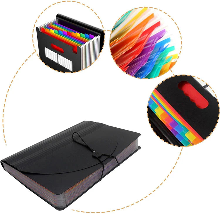A4 Accordion Expandable Document Folder - 12 Colour Coded Slots