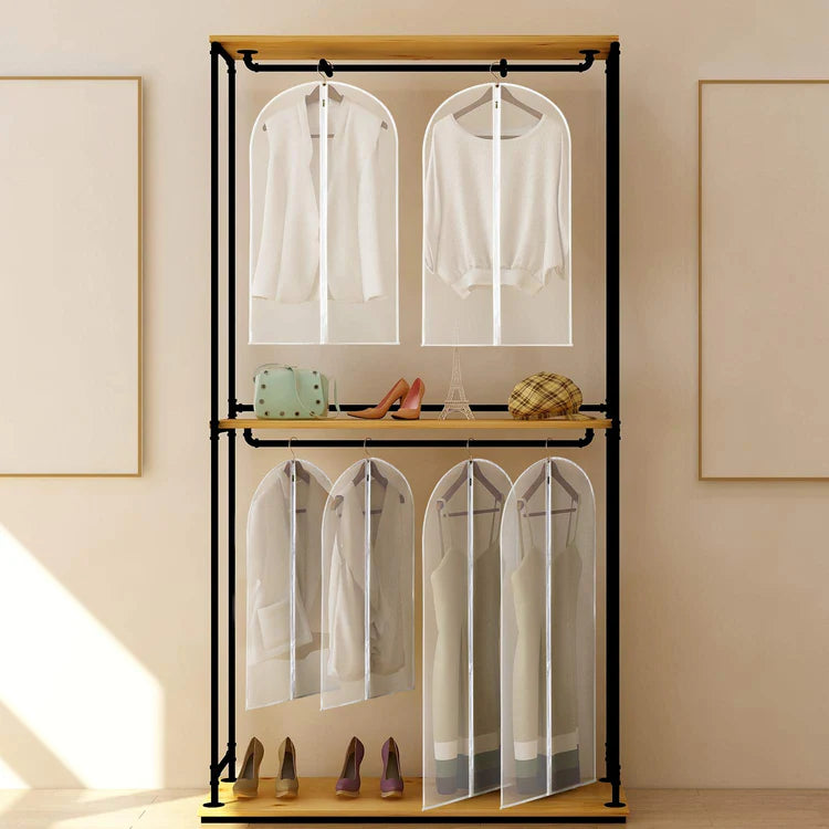 Lightweight Clear Full Zipper Garment Bags - 5 Pack