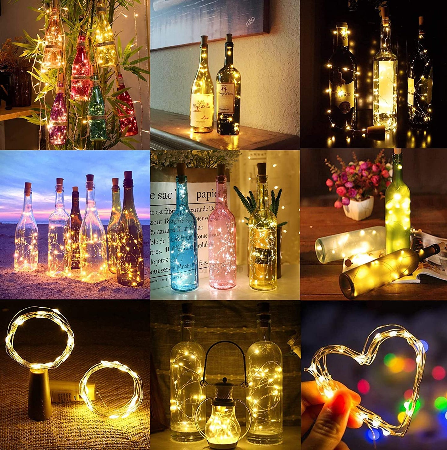 Wine Bottle Cork Stopper LED Fairy Lights - 8 Pack