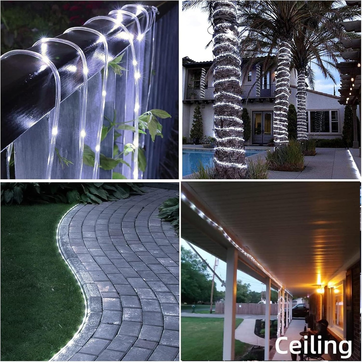 100 LED 8 mode Waterproof Outdoor Solar Tube Light - 10m