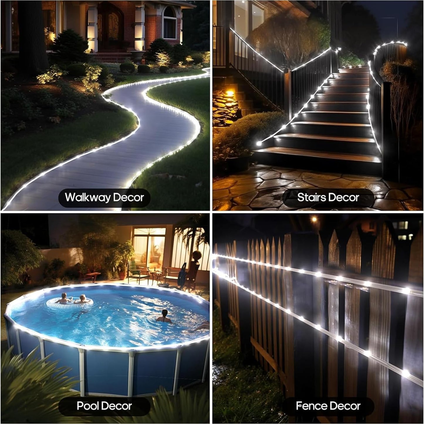 100 LED 8 mode Waterproof Outdoor Solar Tube Light - 10m
