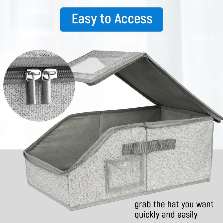 Hat Storage Box with Transparent Window Double Zipper
