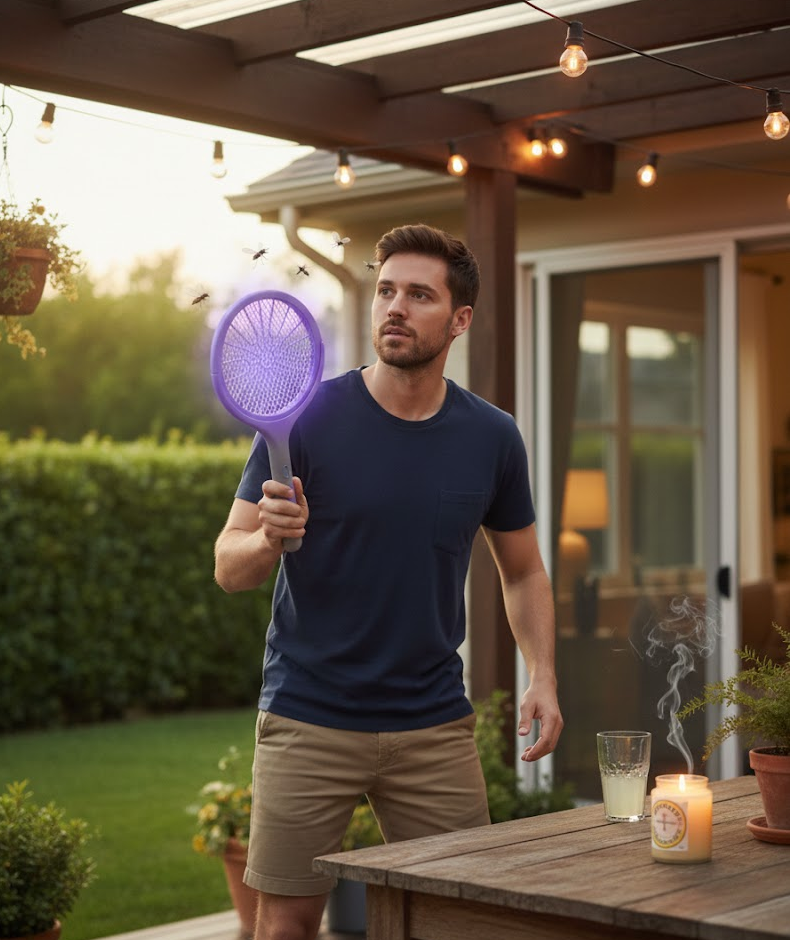 Rechargeable Electric Mosquito Swatter with Extendable Handle