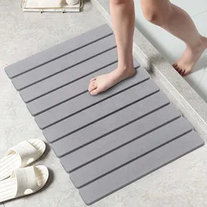 Non-Slip Absorbent Diatomite Stone Bath Mat - White