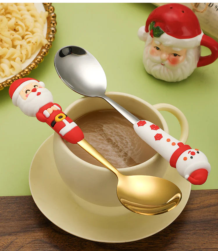 4-Piece Christmas Cutlery Set with Decorative Handles