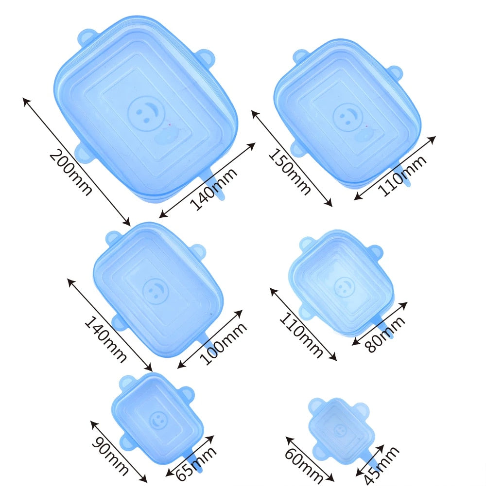 6 Pack Square Stretchable Silicone Lids