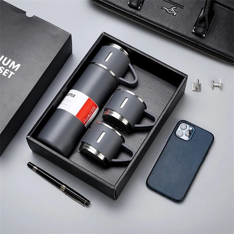 3-Piece Thermos Vacuum Double Layer Vacuum Flask