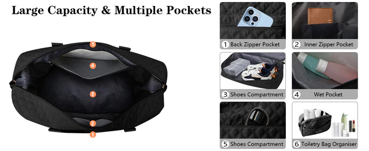 VoyageLuxe Waterproof Duffel bag with Shoe Compartment and Toiletry Pouch