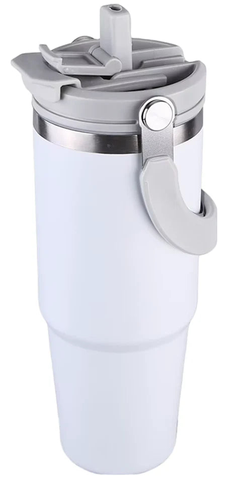 890ml Double Wall 2 in 1 - Straw or Sip with Carry Handle Flask