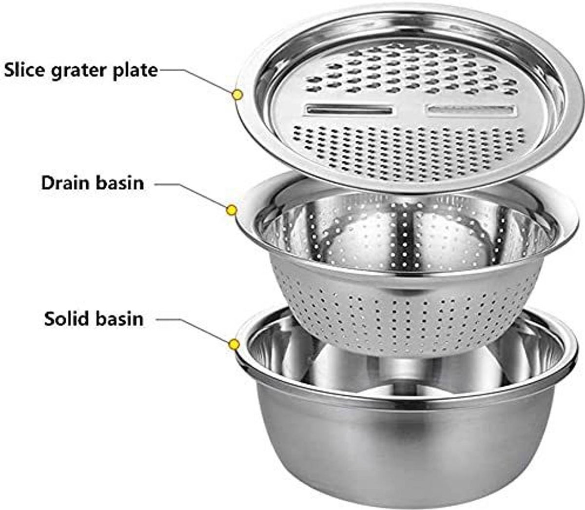 ChefMate 3‑in‑1 Stainless Steel Colander Se
