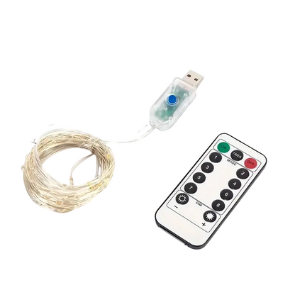 GlowLine 100-LED USB String Light – 10m, 8 Modes, Remote-Controlled