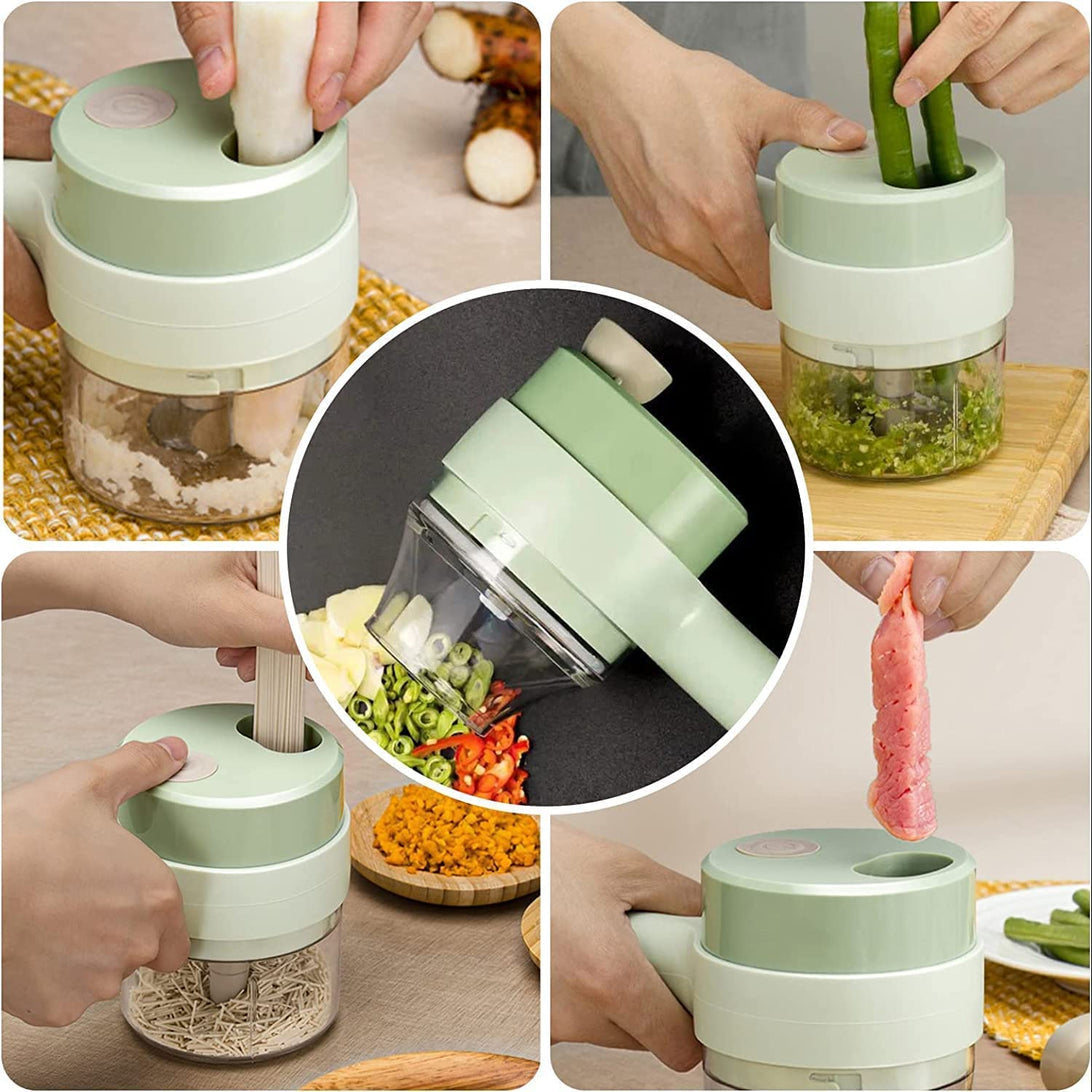 4-in-1 Electric Portable Handheld Food Chopper Slicer Set