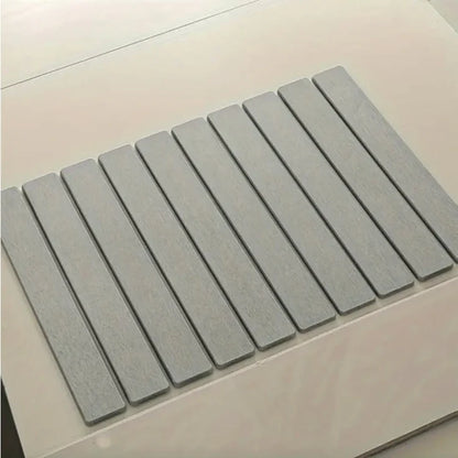 Non-Slip Absorbent Diatomite Stone Bath Mat - White