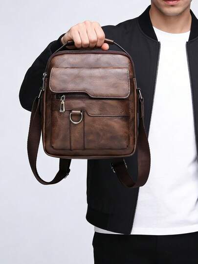 Casual Carrier Men’s Crossbody Faux Leather Shoulder Bag