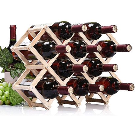Criss-Cross Foldable Wooden Wine Rack Holder - 10 Bottle