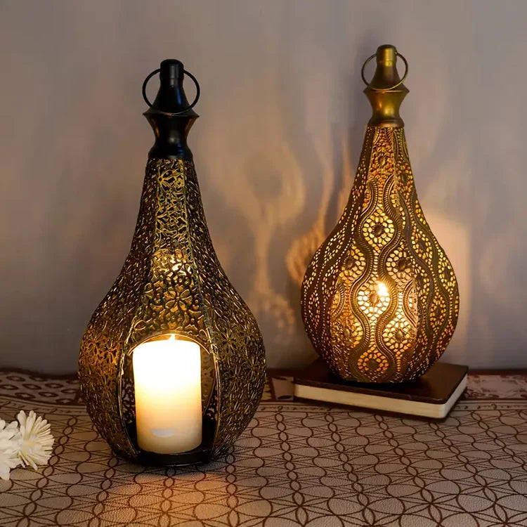 KasbahGlow Moroccan Metal Lantern Candle Holder