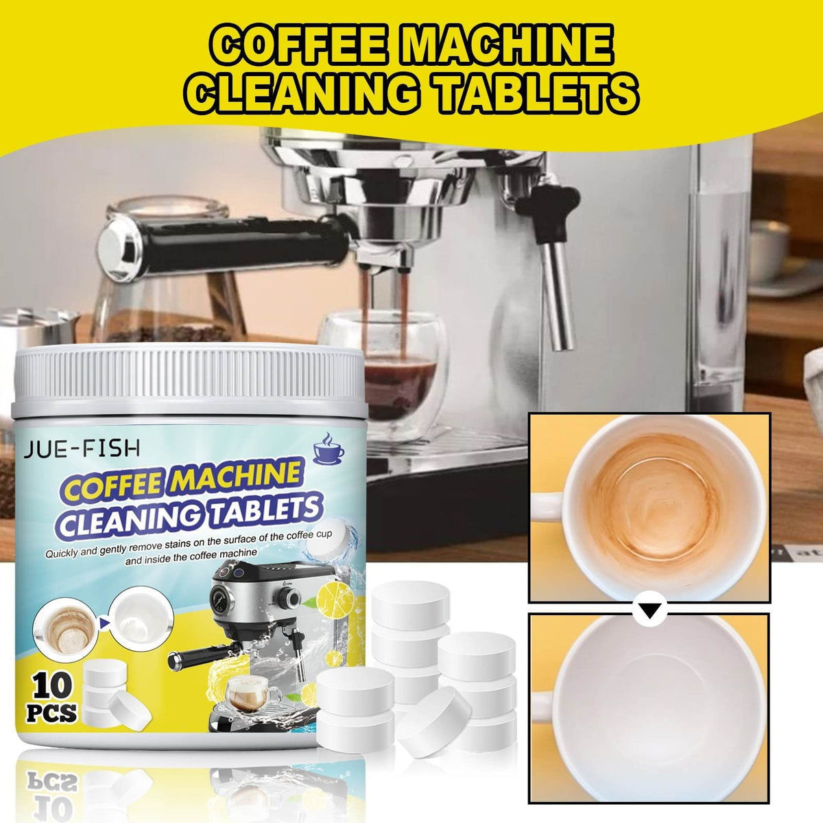 Jue Fish Coffee Machine Cleaning Tablets – 10 Pack