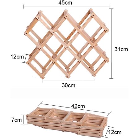 Criss-Cross Foldable Wooden Wine Rack Holder - 10 Bottle