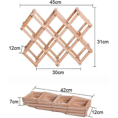 Criss-Cross Foldable Wooden Wine Rack Holder - 10 Bottle