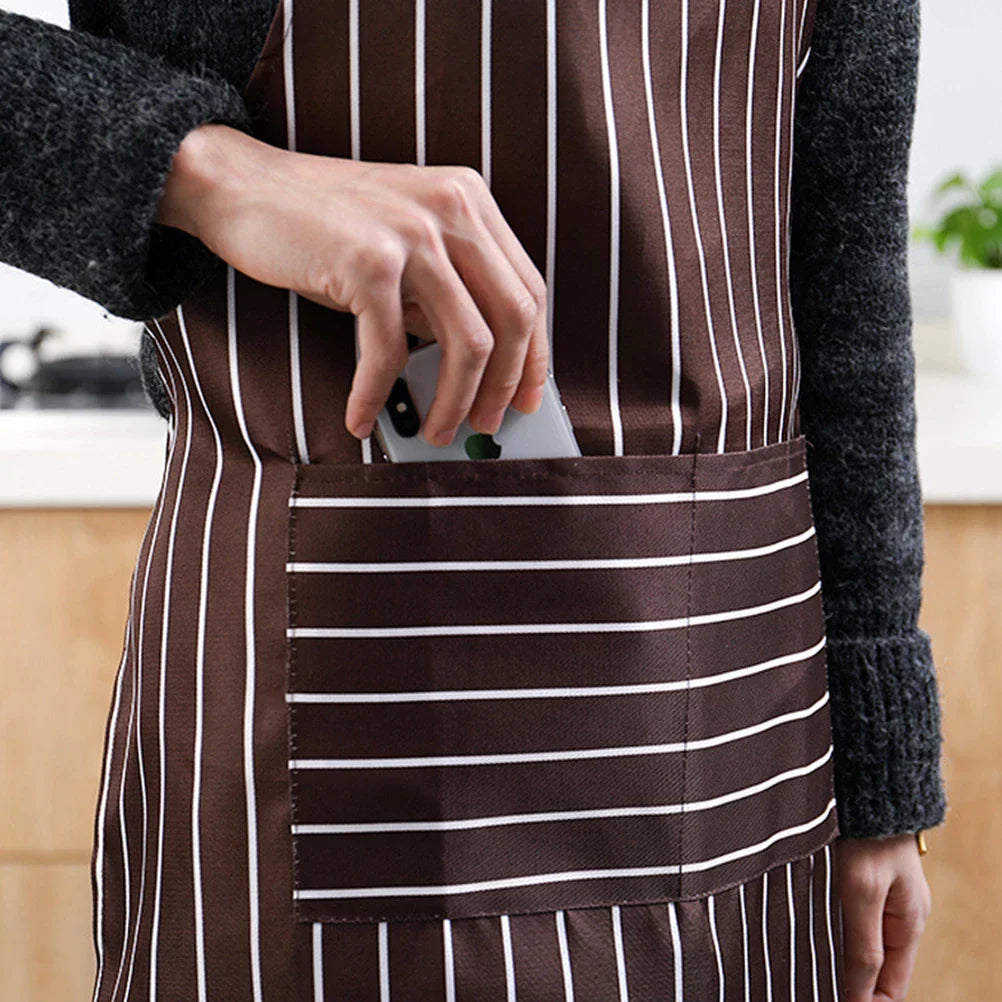 Stripe Kitchen Apron with Pocket