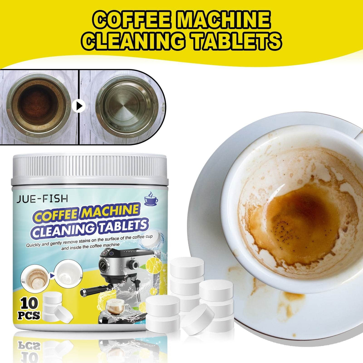Jue Fish Coffee Machine Cleaning Tablets – 10 Pack