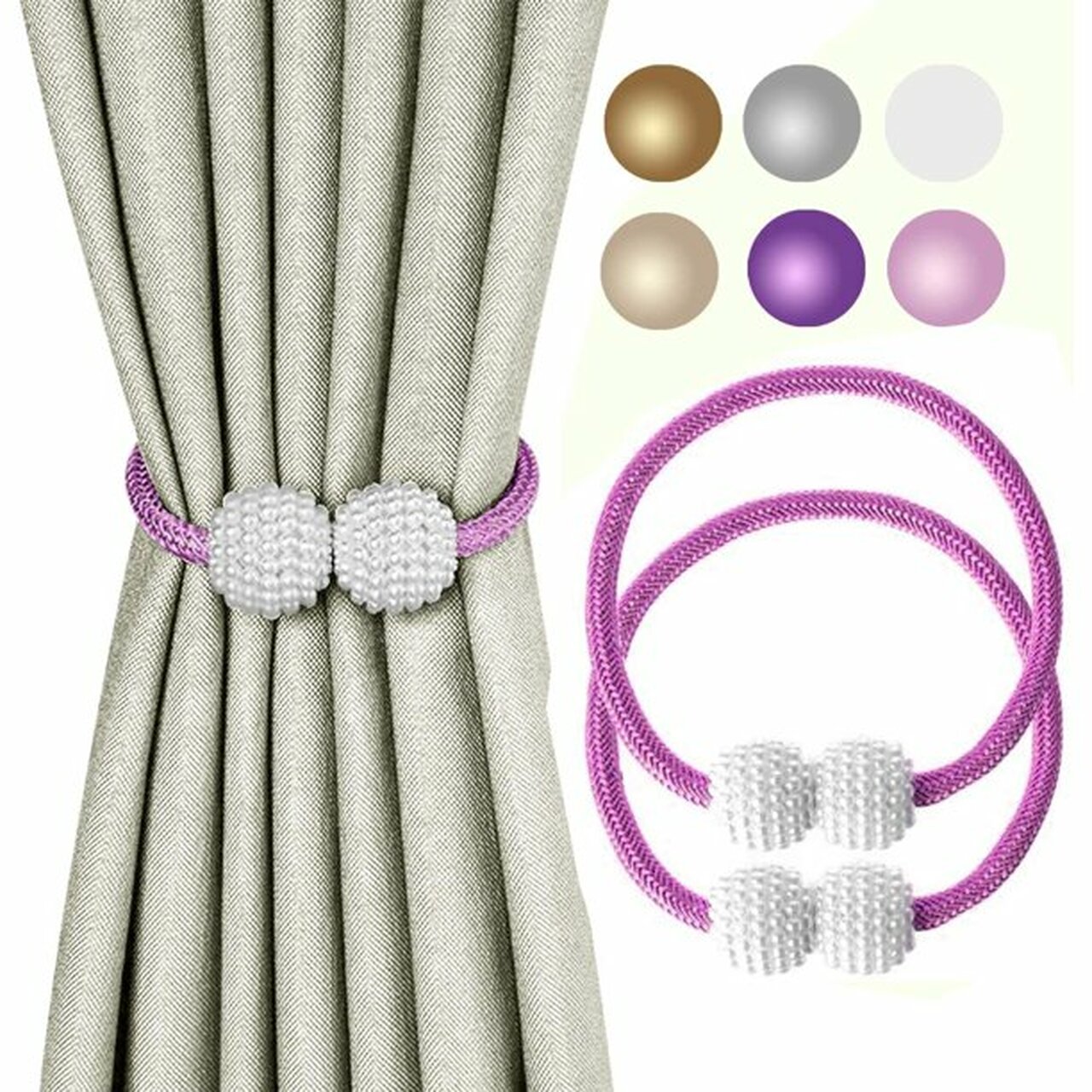 Pack of 2 Magnetic Curtain Tiebacks