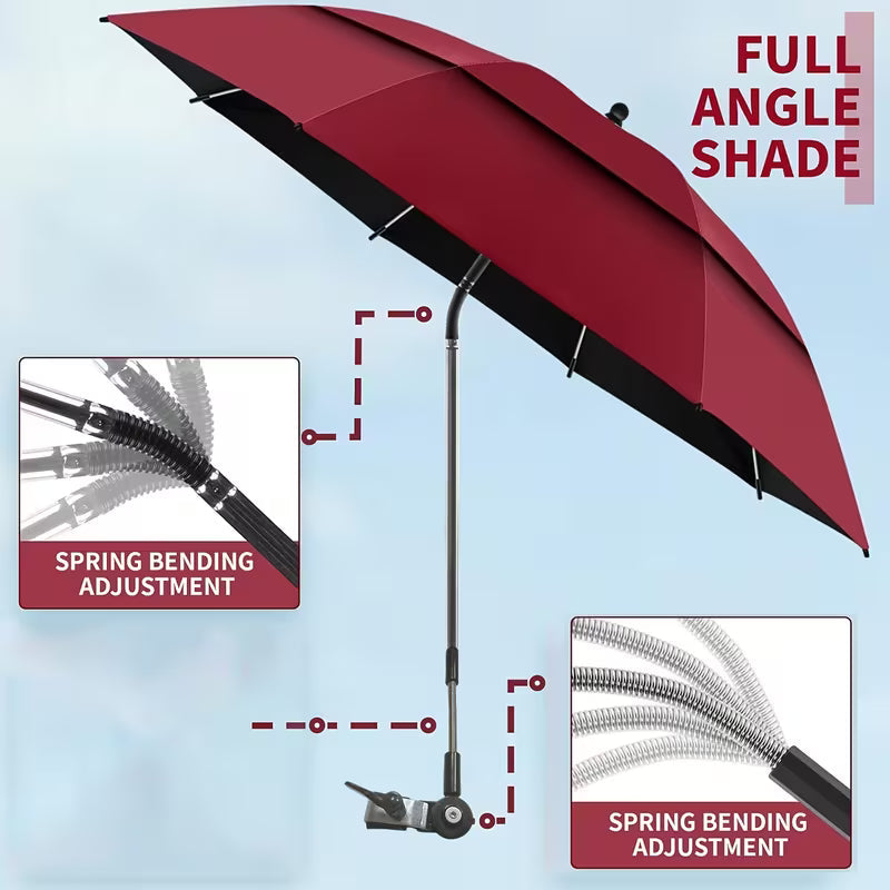 Beach Umbrella with 360° Adjustable Clamp