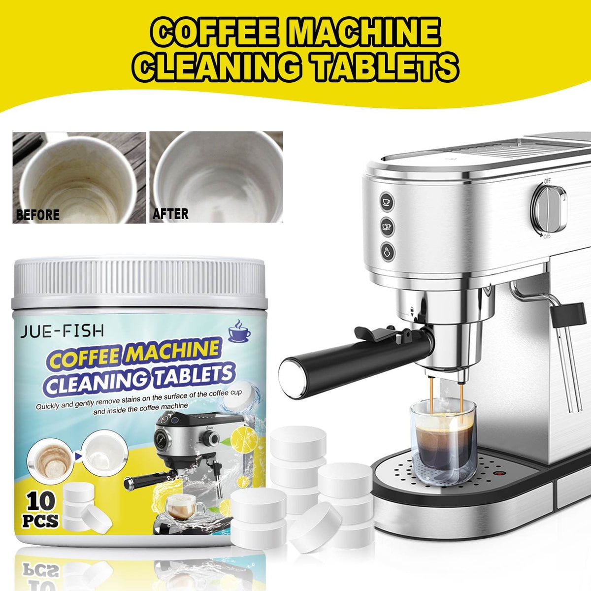 Jue Fish Coffee Machine Cleaning Tablets – 10 Pack