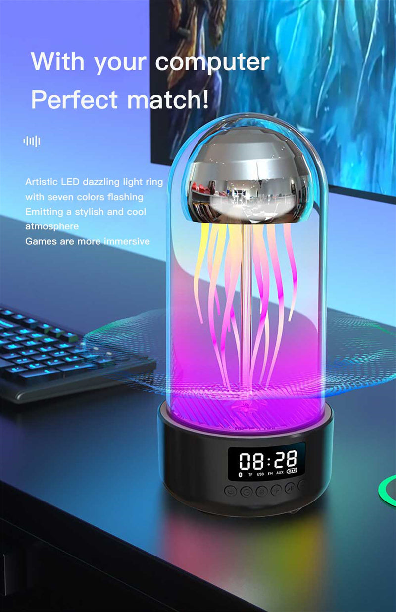 Luminous Colorful Jellyfish Lamp With Clock - Rechargeable