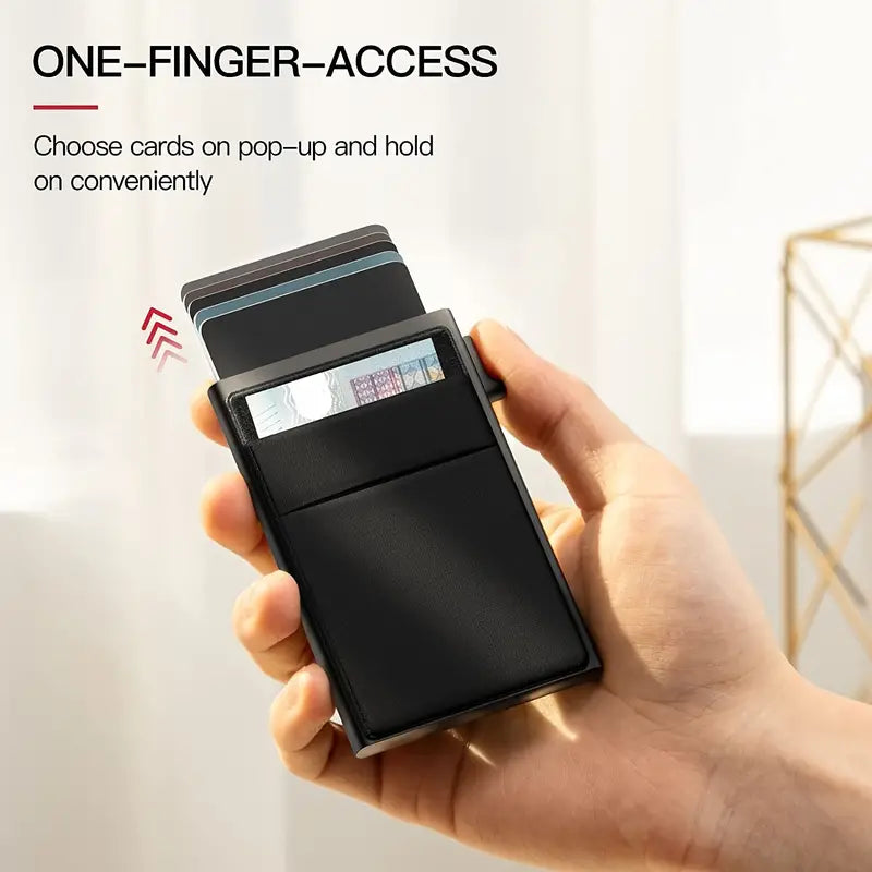 Ultra Slim RFID Pop Up Card Holder With Quick Access Double Pouch