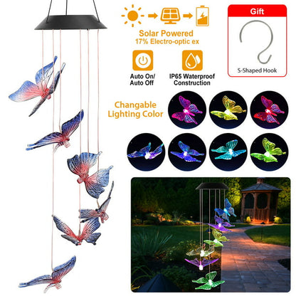 Solar Colour Changing LED Butterfly Hanging Lamp