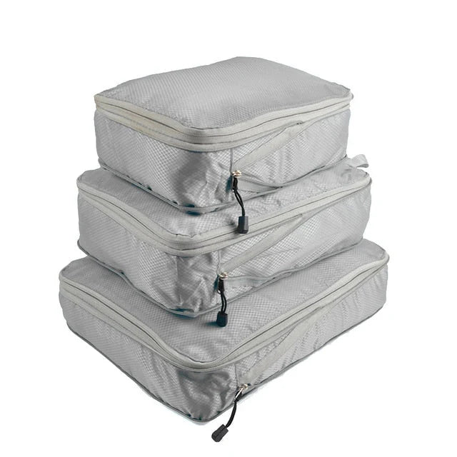 3Pcs Travel Storage Bag Compressible Packing Cubes