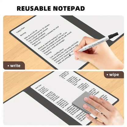 Reusable PU Leather Whiteboard Notebook