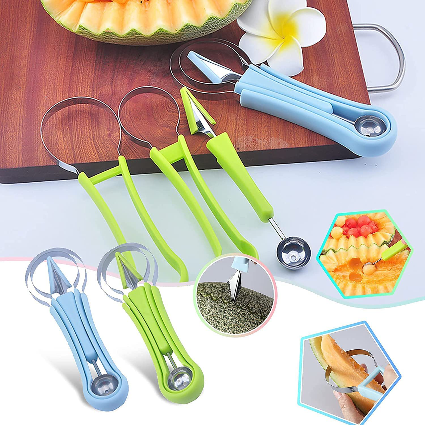 4 In 1 Stainless Steel Fruit Carving Tools Set