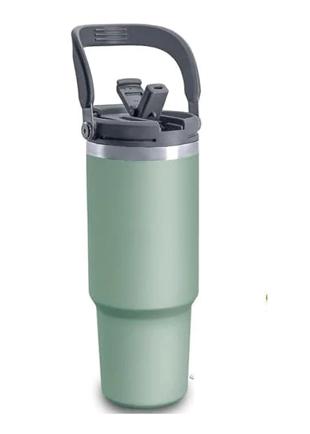 890ml Double Wall 2 in 1 - Straw or Sip with Carry Handle Flask