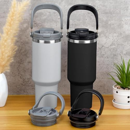 890ml Double Wall 2 in 1 - Straw or Sip with Carry Handle Flask