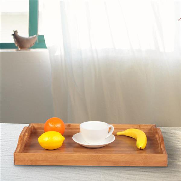 Bamboo Wood Serving Tray with Handles - 3 Pieces