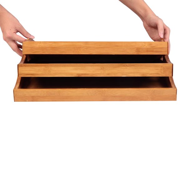 Bamboo Wood Serving Tray with Handles - 3 Pieces