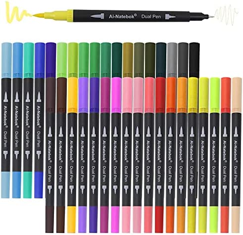 Dual Tip Brush Marker Pens 36 Pc