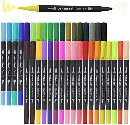 Dual Tip Brush Marker Pens 36 Pc