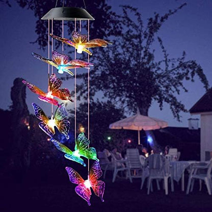 Solar Colour Changing LED Butterfly Hanging Lamp