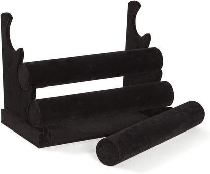 3 Tier Black Velvet Watch & Jewellery Stand