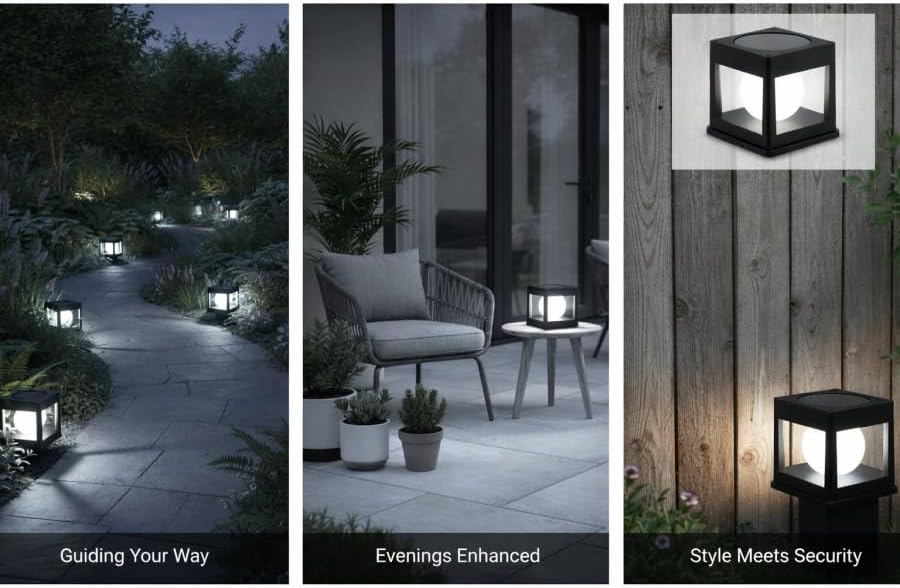 Solar LED Cube Light Post
